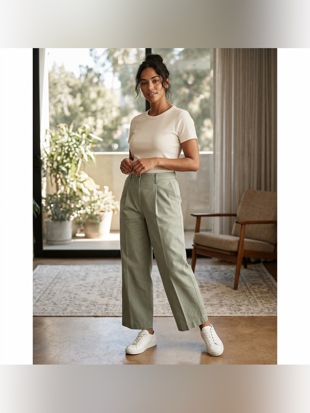 J. Crew Wide Leg Crop Sage Green Pants Size 10P